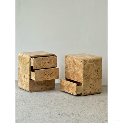 Art Burl Veneer Nightstand - scene