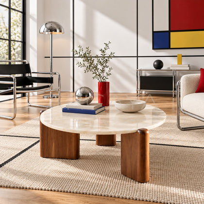 Ice Age Glacier Marble Coffee Table - scene