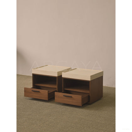 Walnut Veneer Nightstand - scene