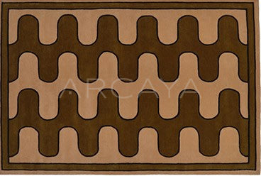 Brown Beige Wave Check Rug Dsm P035 F2 - scene