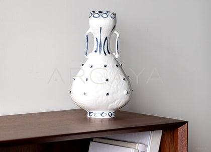 Dadan Hand Painted Dot Double Ear Vase - scene