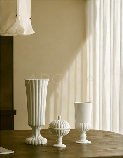 French Mid Century Matte Tall Stem Vase - scene