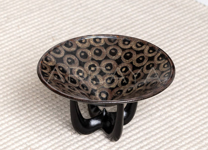Three Legged Ceramic Art Fruit Plate - scene
