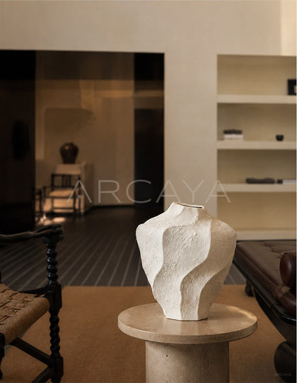 Handmade Plain White Ceramic Vase Bedroom - scene