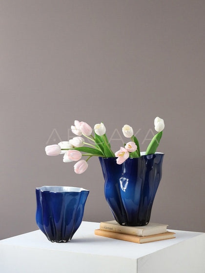 Tulip Glass Vase Wide Mouth - scene