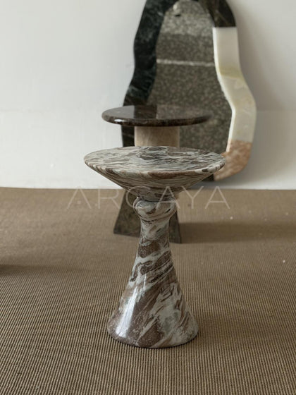 Natural Veined Marble Side Table - scene