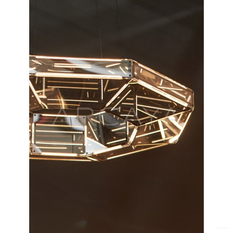 Octagonal Prism Halo Five Ring Pendant Light 80723 in detail