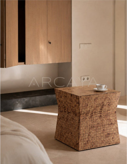 Textured Handwoven Side Table Dressing Room - scene