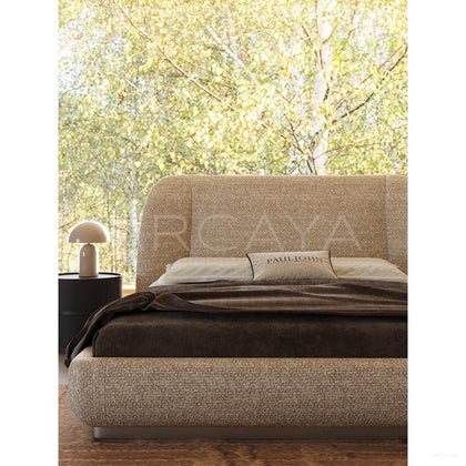 Minimalist Curved Embrace Linen Bed - scene
