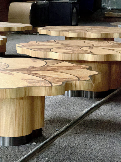 Lotus Leaf Solid Wood Coffee Table - scene