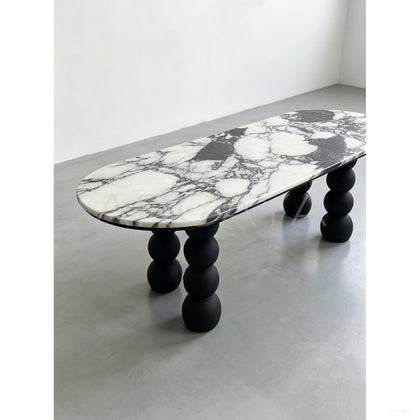 Ash Wood Marble Art Dining Table - scene