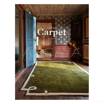 Olive Green Ribbon Border Rug Dsm P017 C03 - scene