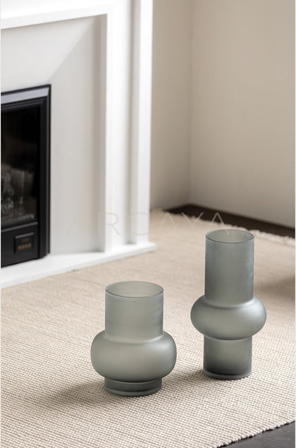 Mist Grey Frosted Gourd Glass Vase - scene