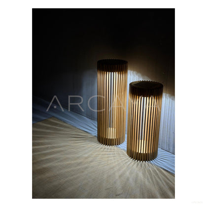 Porto Teak Round Solar Lantern - scene