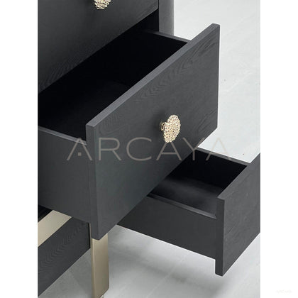 Curved Black Wood Sideboard - scene
