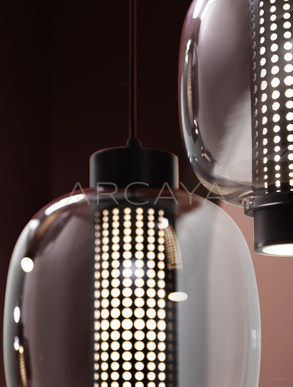 Mesh Glass Column Wide Shade Pendant Light 21910 - scene