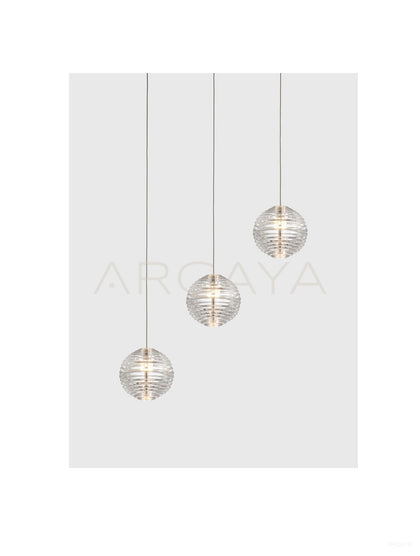 Ribbed Glass Globe Pendant Light 97177 - scene