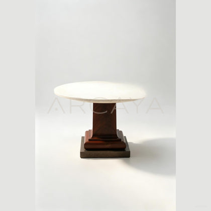 Cream Travertine Round Table - scene