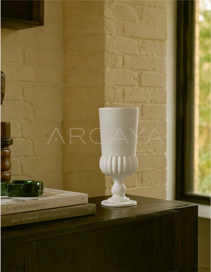French Mid Century Matte Tall Stem Vase - scene