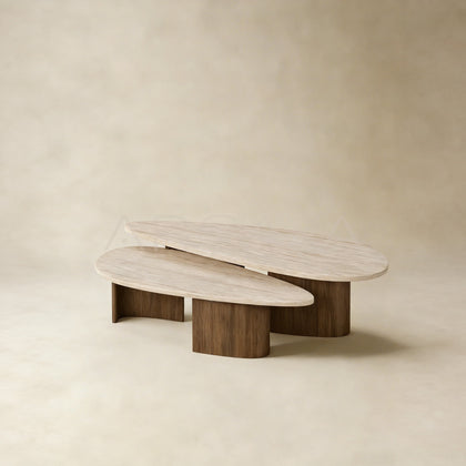 Aston Travertine Solid Wood Coffee Table - main