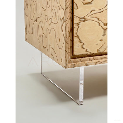 Art Burl Veneer Acrylic Leg Tv Stand - scene