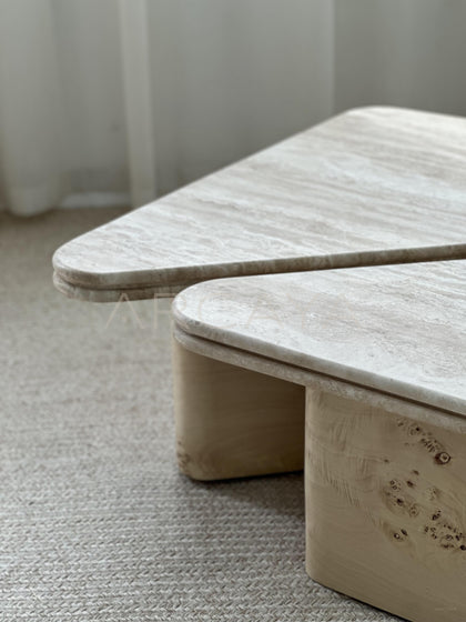 Modular Marble Coffee Table Rounded Edges - scene