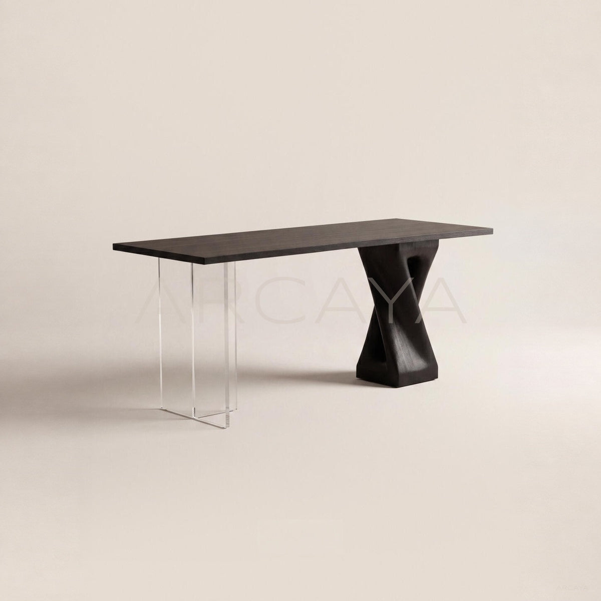 Twisted Wood Frame Acrylic Floating Dining Table - main