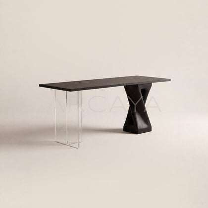 Twisted Wood Frame Acrylic Floating Dining Table - main