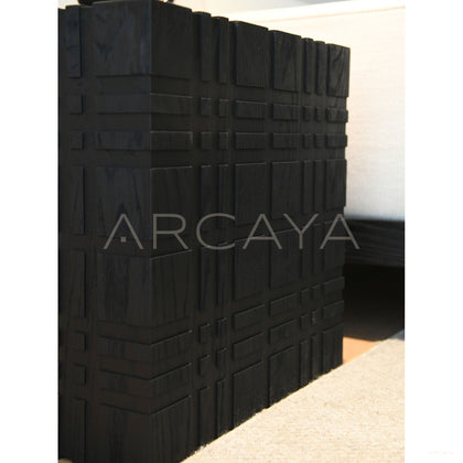 Carved 3D Oak Side Table - scene