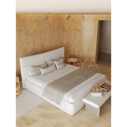 Plaid Cotton Linen Bed - scene