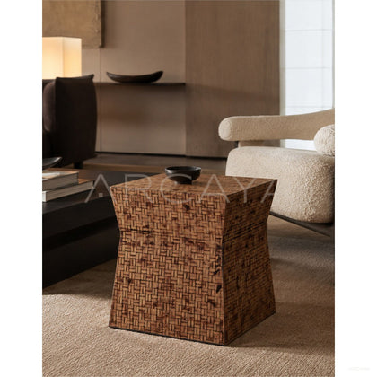 Handwoven Mid Century Side Table - scene
