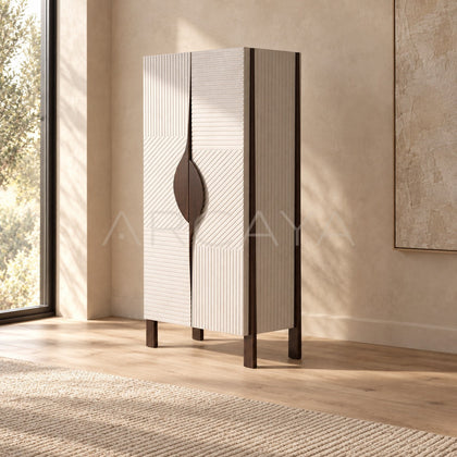 Italian Relief Texture Double Door Tall Cabinet - scene
