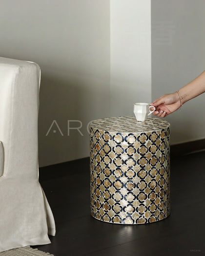 Vintage Shell Inlay Side Table - scene