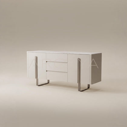 White Sintered Stone Light Grey Lacquer Sideboard - main