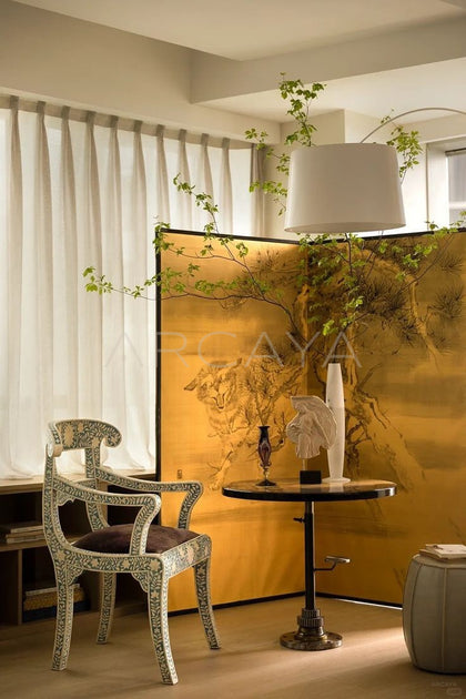 Gold Leaf Chinese Tea Room Folding Screen - scene