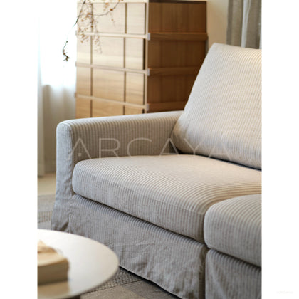 Dio Floating Island Sofa Striped Linen - scene