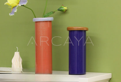 Mid Century French Glass Vase - scene