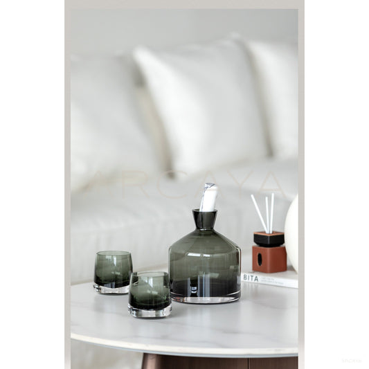 Smoked Glass Decanter Whisky Set - scene