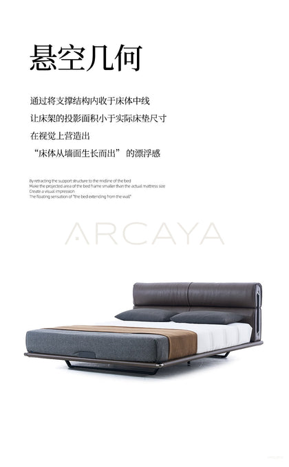 Floating Light Italian Minimalist Bed - scene