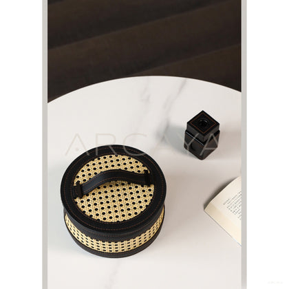 Rattan Leather Woven Storage Box - scene