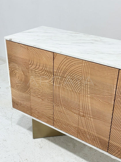 Tree Ring Carved Sideboard - detail