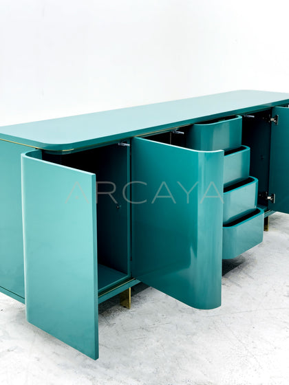 Curved Lacquered Storage Sideboard - detail