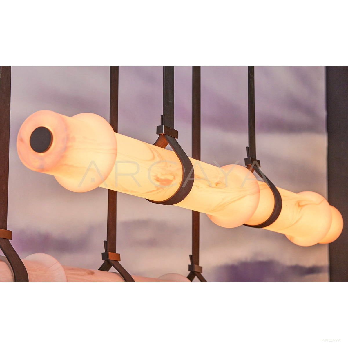 Linear Stone Bamboo Joint Pendant Light 96363 in detail