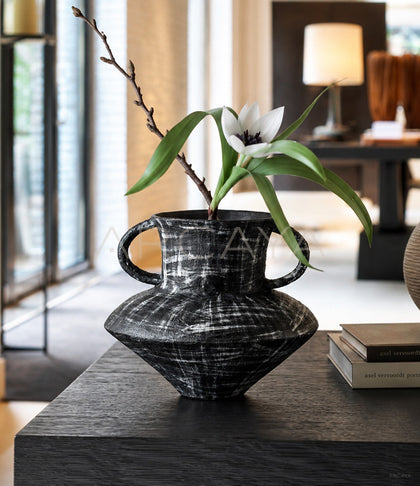 Dadan Art Double Ear Stoneware Vase - scene