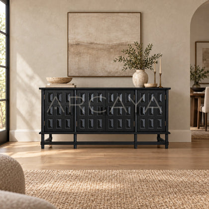Grid Relief Four Door Cabinet - scene