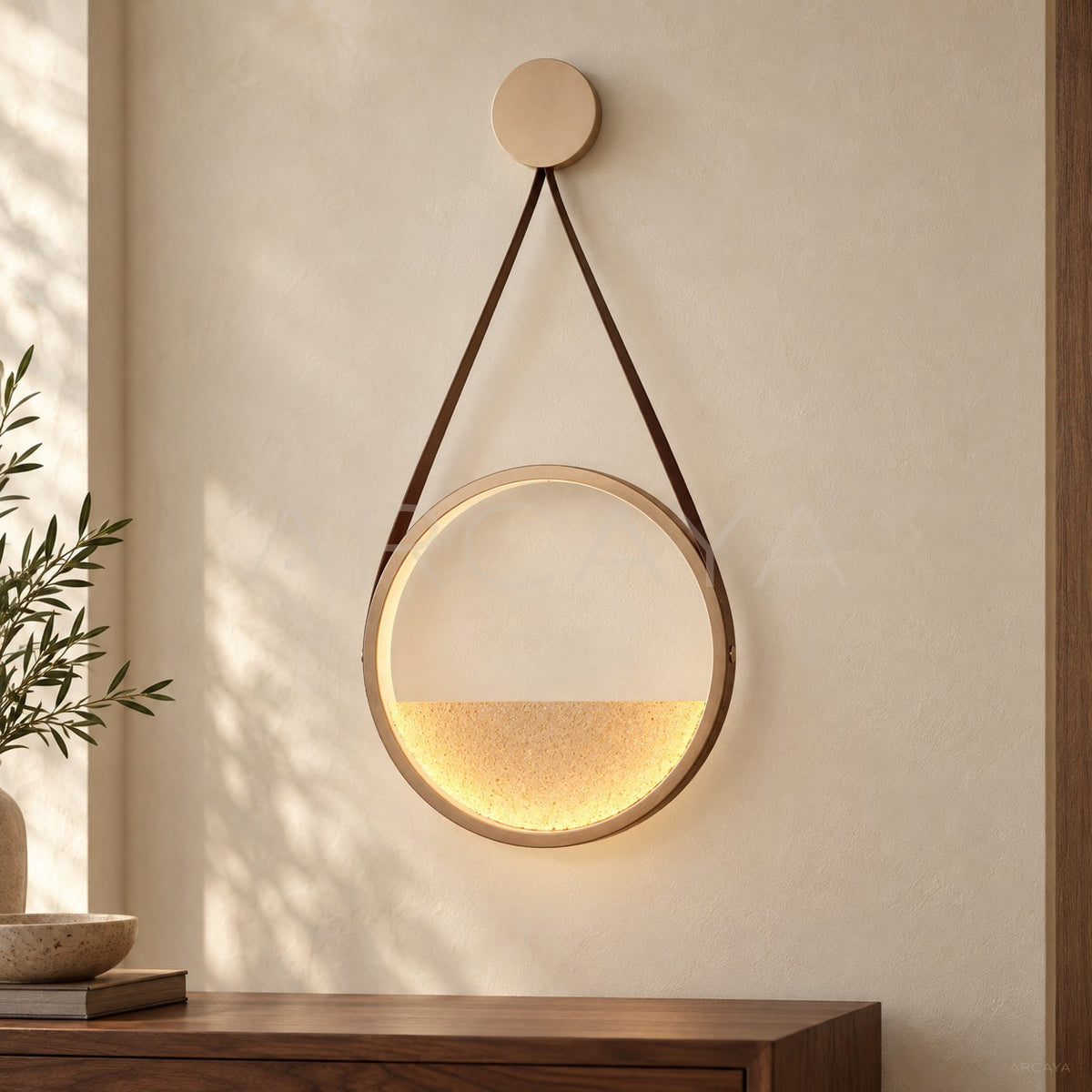 Leather Strap Half Texture Halo Wall Light 95325 - main