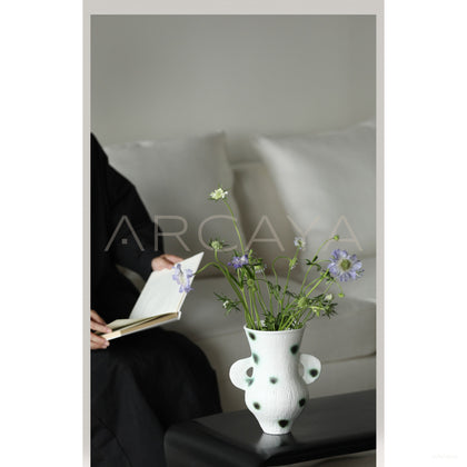Dadan Green Dot Double Ear Vase - scene