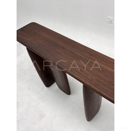 Wabi Sabi Black Walnut Column Console Table - scene