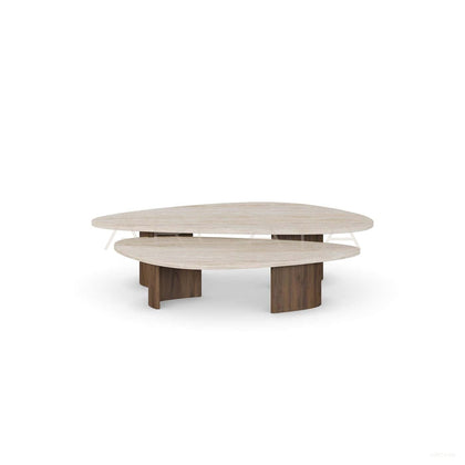 Aston Travertine Solid Wood Coffee Table - scene