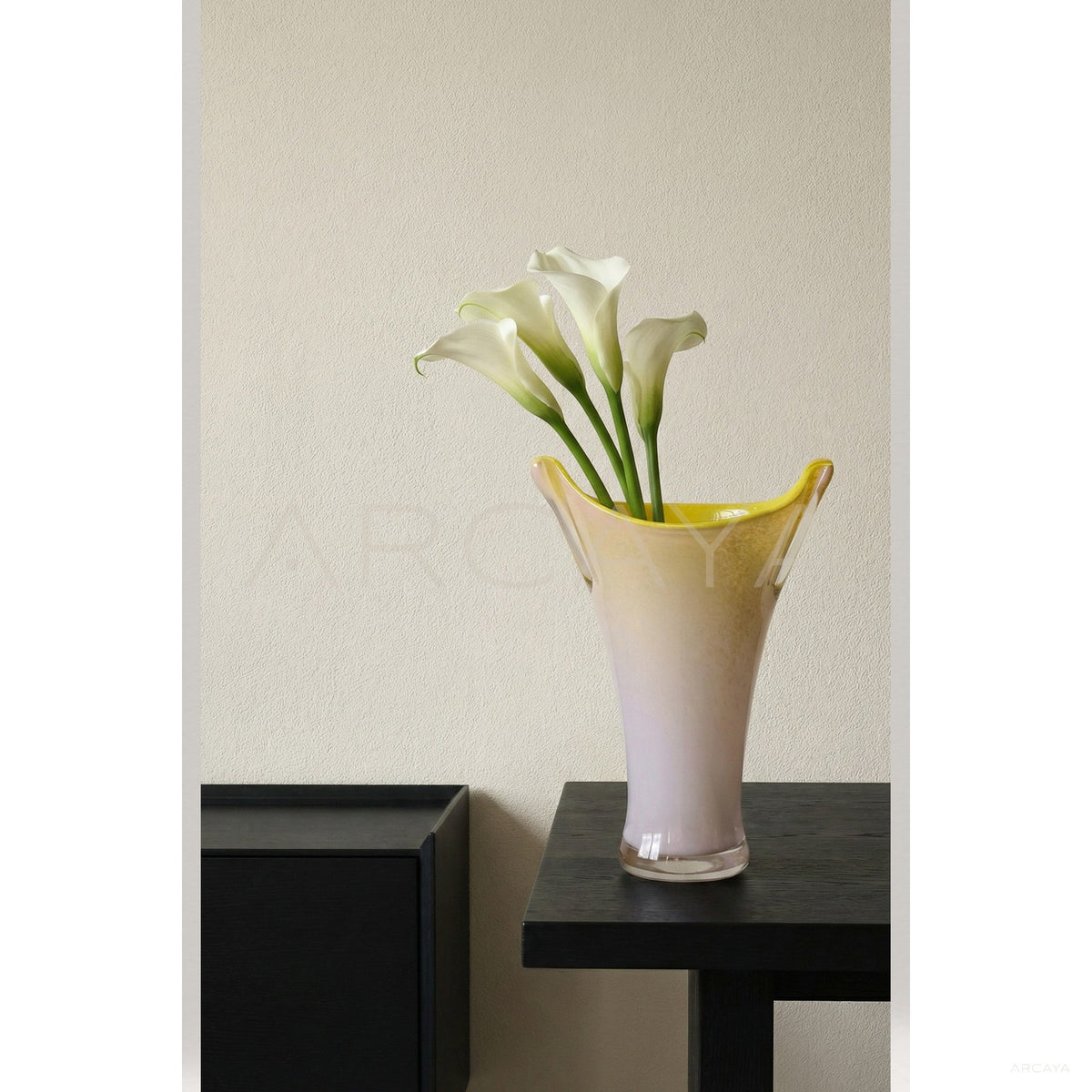 Mid Century Gradient Glazed Glass Vase in detail